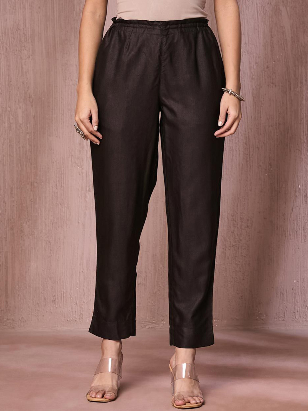 

Fabindia Women Solid Cigarette Trousers, Coffee brown