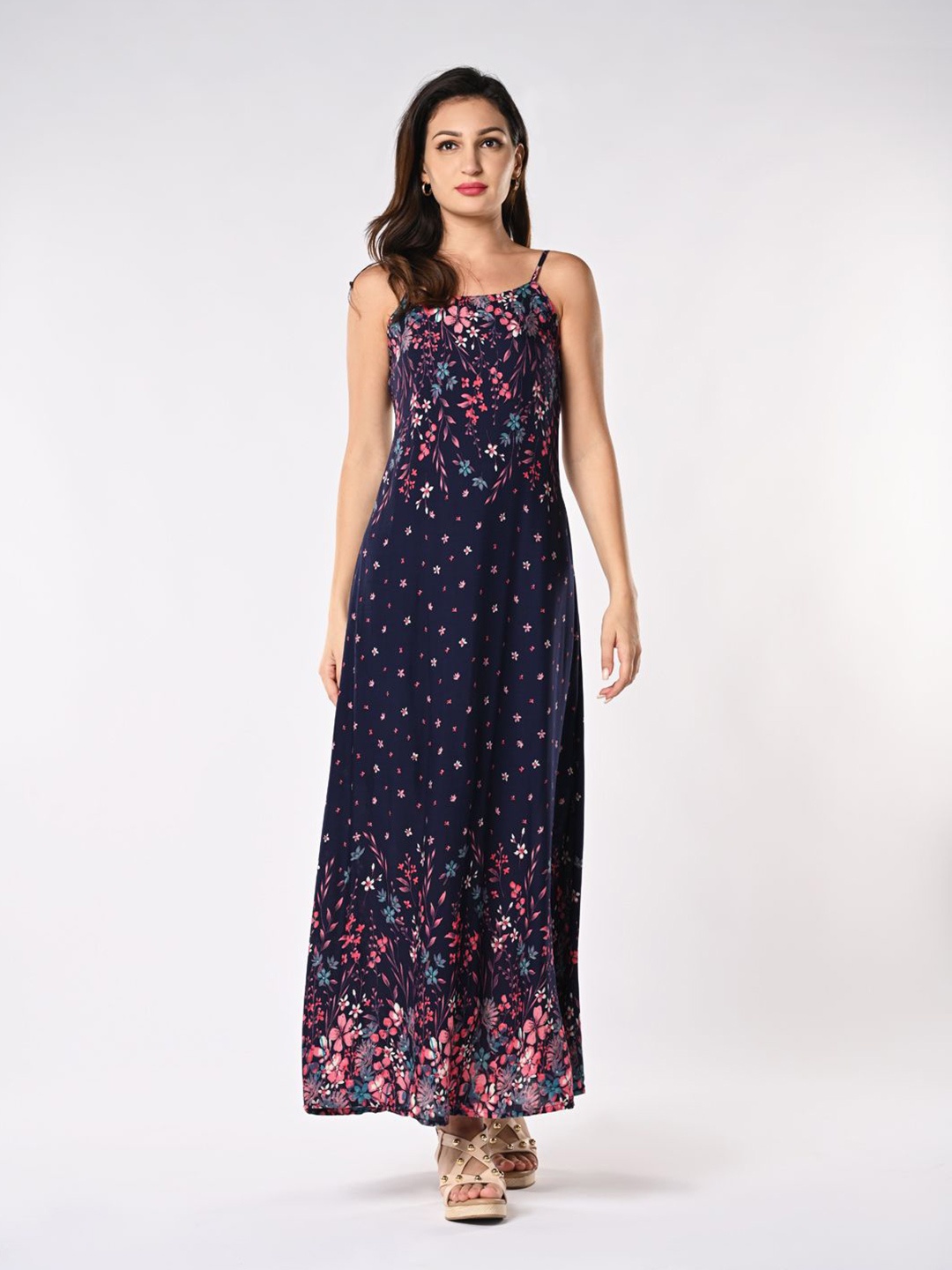 

Iti Women Floral Printed Maxi Dress, Navy blue