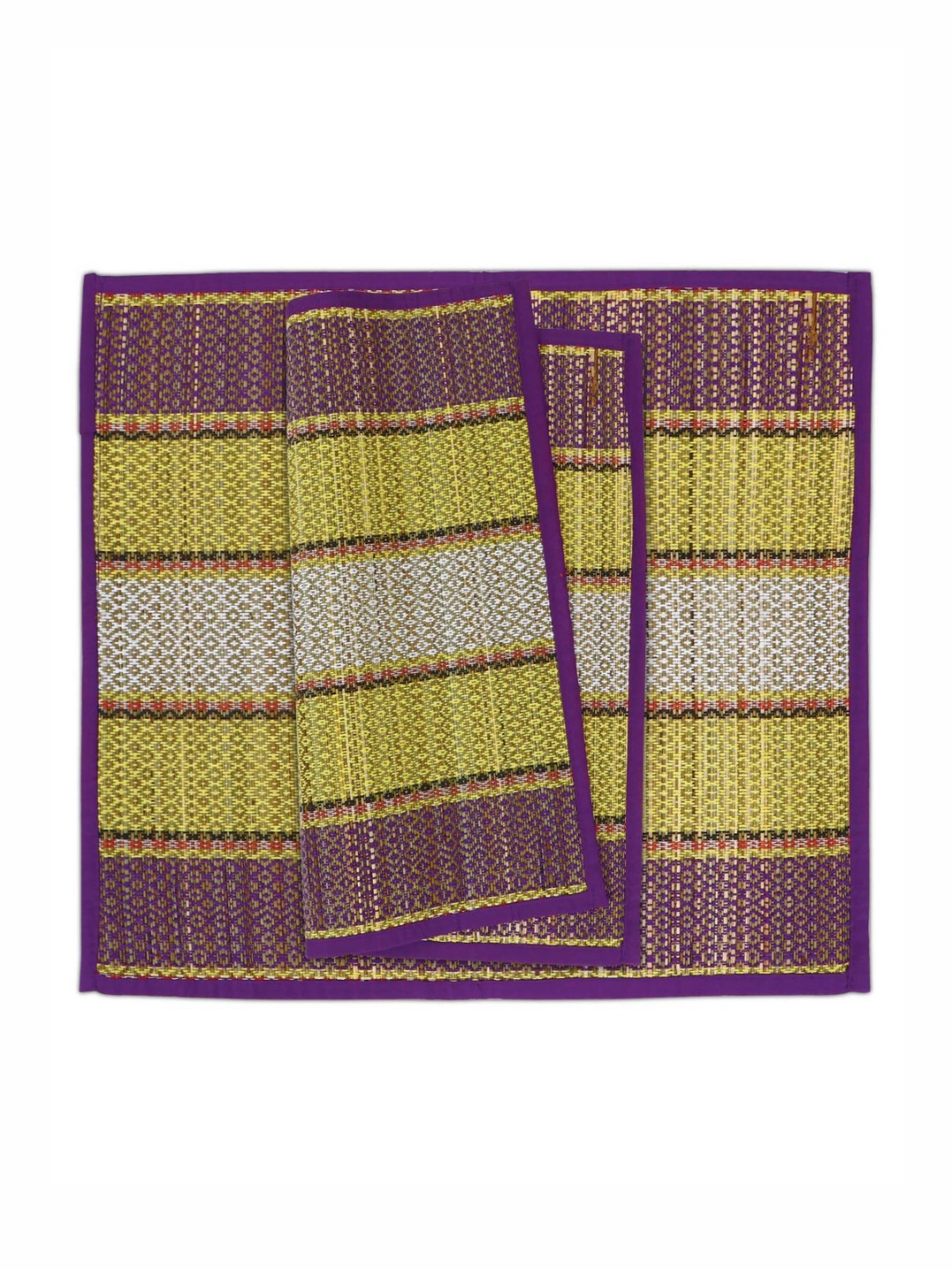 

HOKIPO 2Pcs Purple & Yellow River Grass Patterned Floor Mats