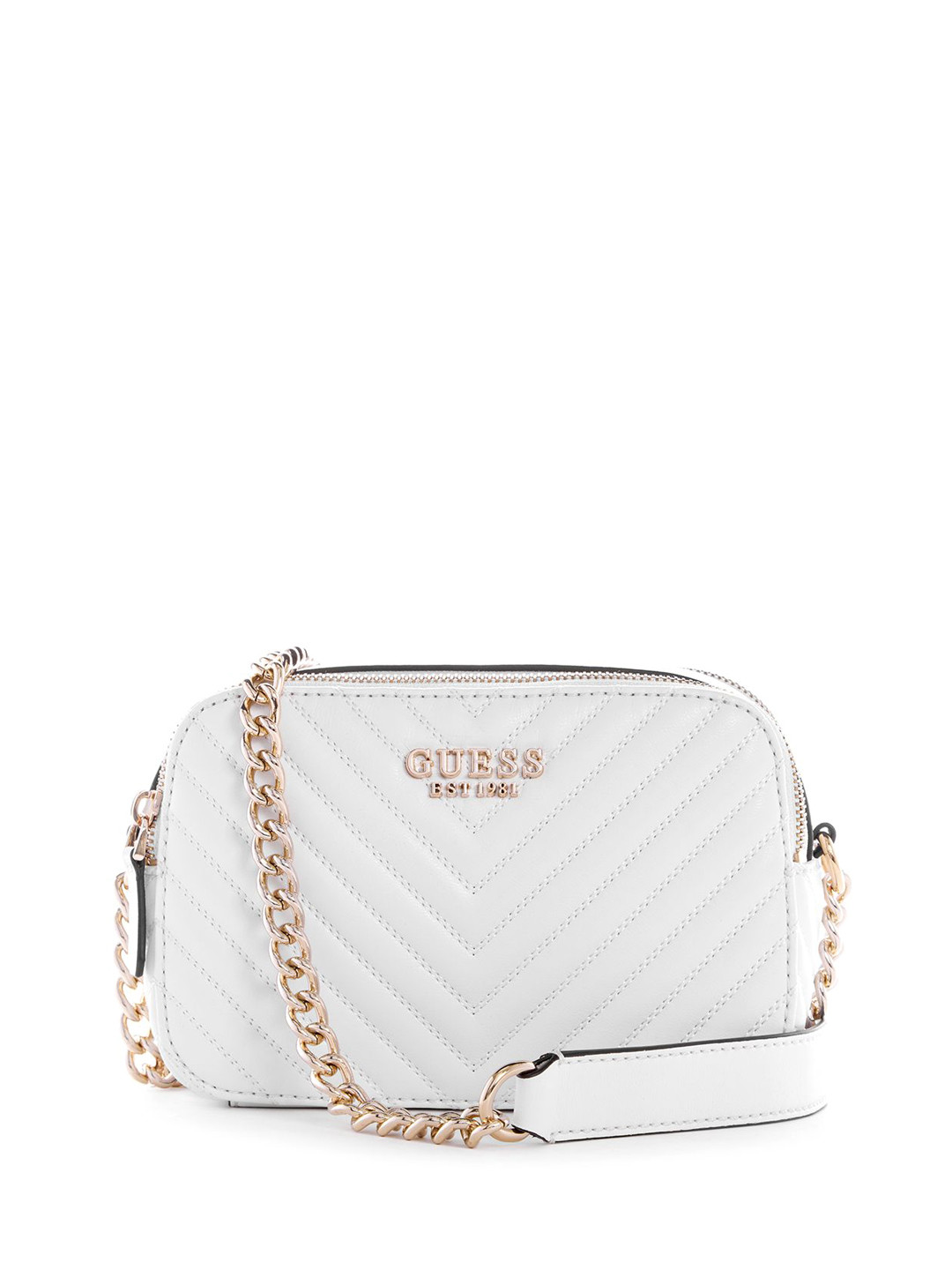 

GUESS Textured PU Structured Shoulder Bag with Quilted, White