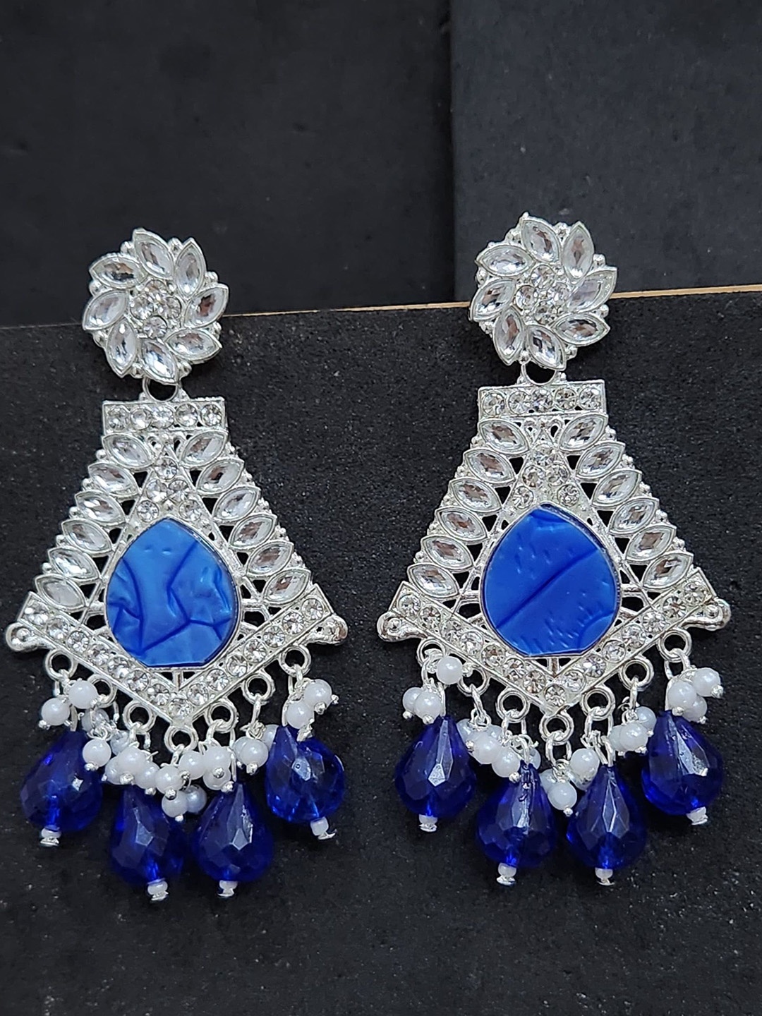 

MADDY SPACE Contemporary Drop Earrings, Blue