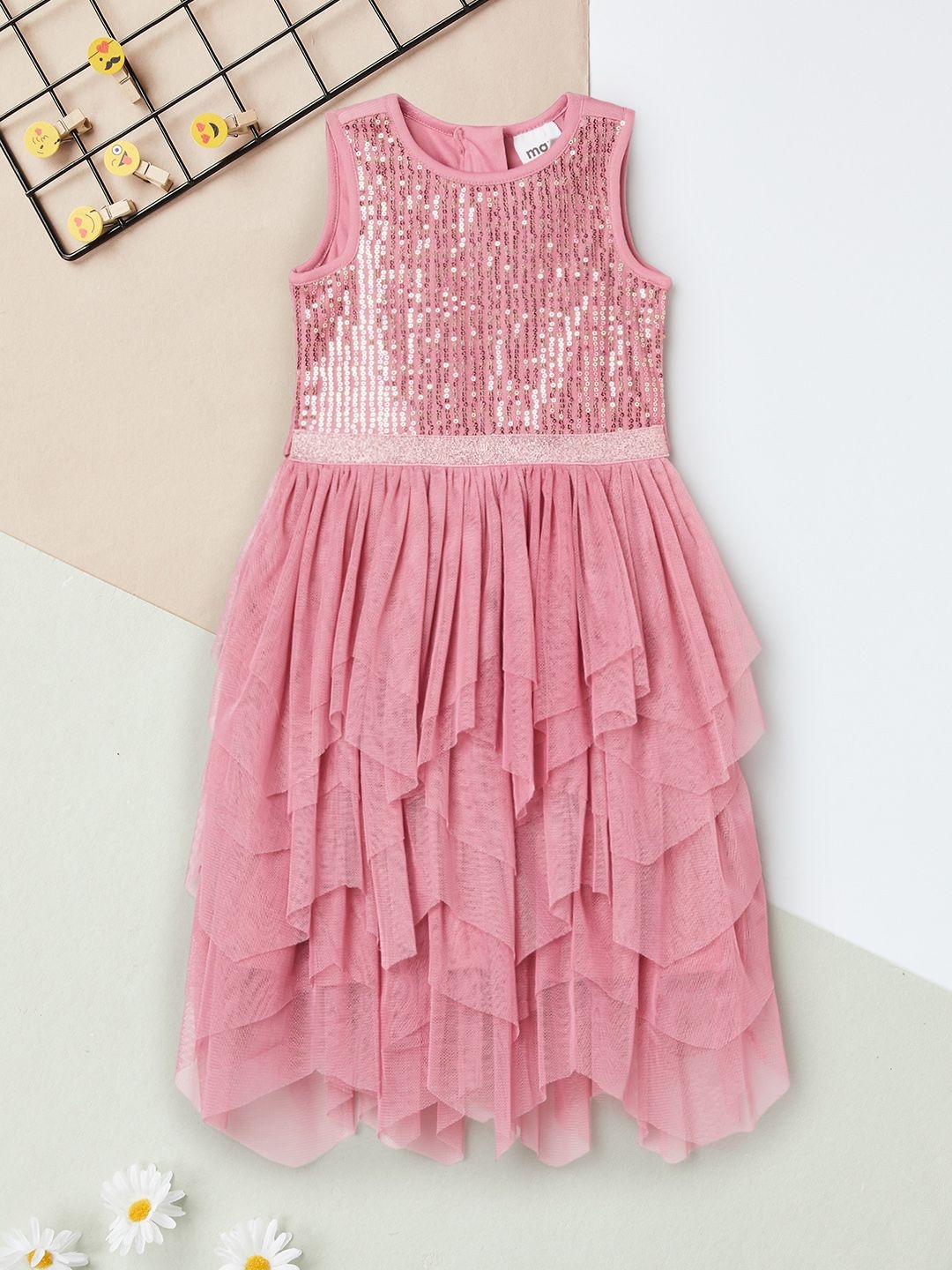 

max Embellished Fit & Flare Dress, Pink