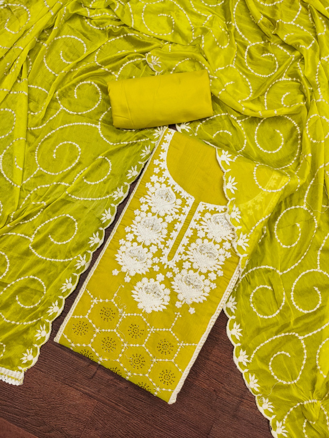

ASISA Sequined Embellished Unstitched Dress Material, Yellow