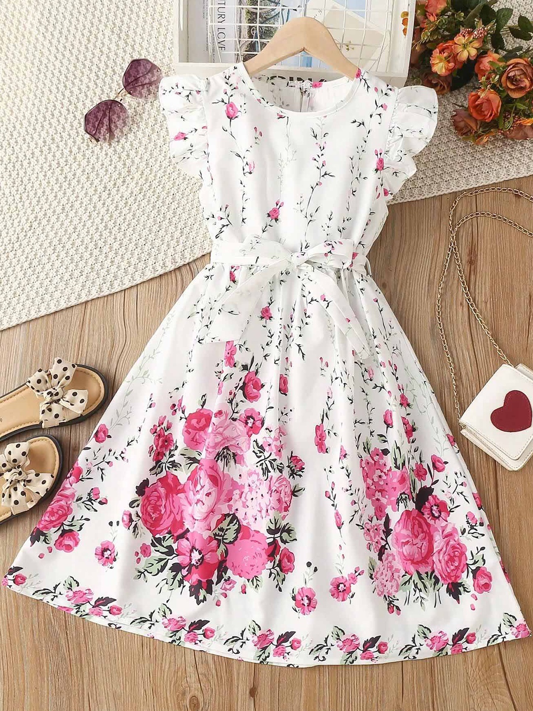 

BAESD Floral Print Fit & Flare Maxi Dress, White