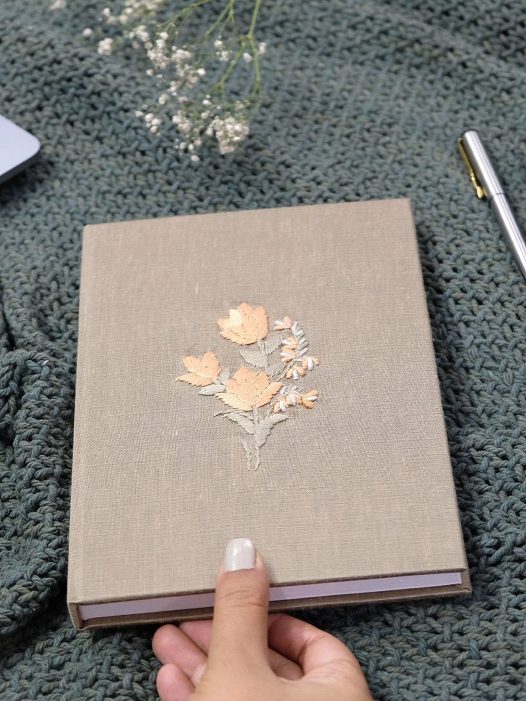 

DESIGN GAATHA Embroidered Diary Stationery, Brown