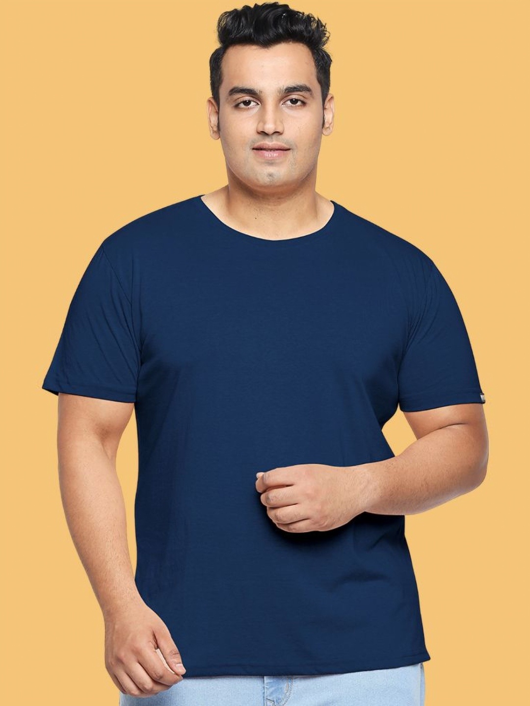 

Wear Your Opinion Men Plus Size Plain Solid 100% Cotton Tshirt, Navy blue