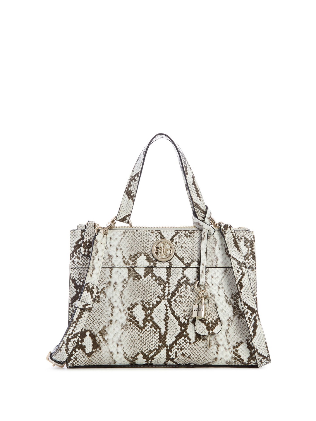 

GUESS Animal Printed PU Shopper Satchel, Grey