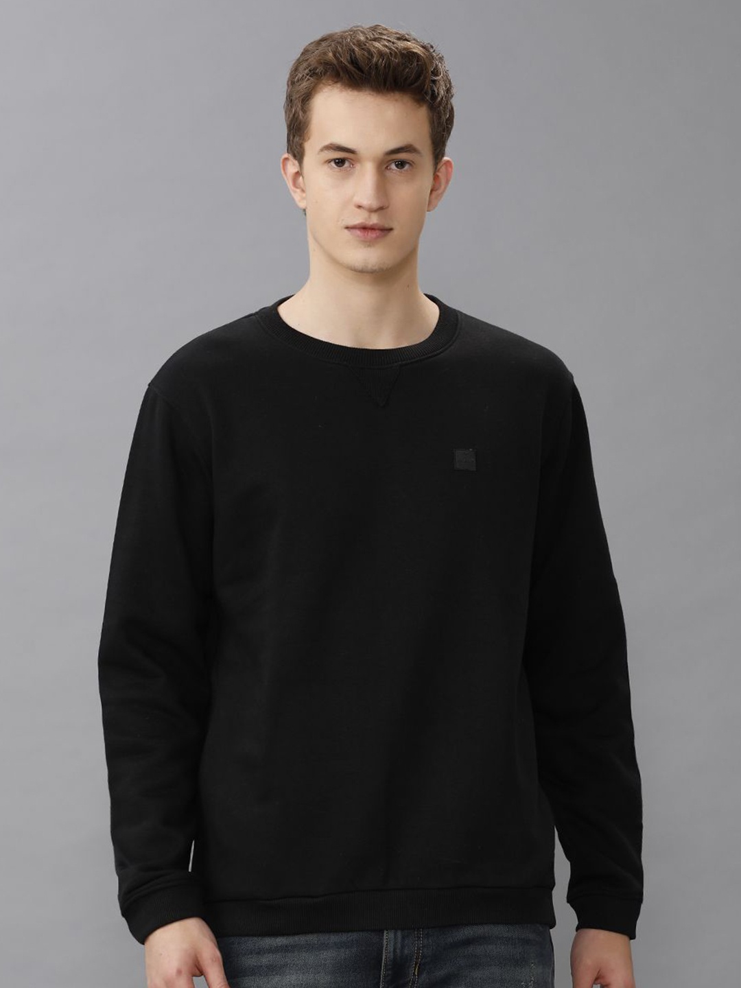 

Voi Jeans Men Round Neck Cotton Sweatshirt, Black