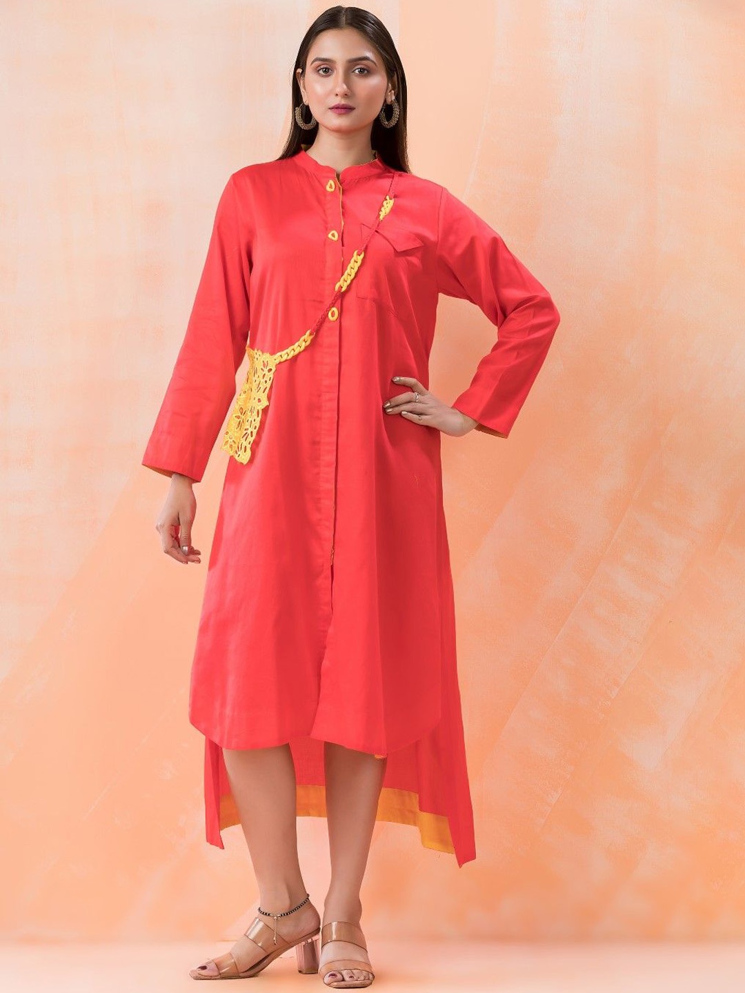 

AUTUMN LANE Women Cotton A-Line Midi Dress, Red