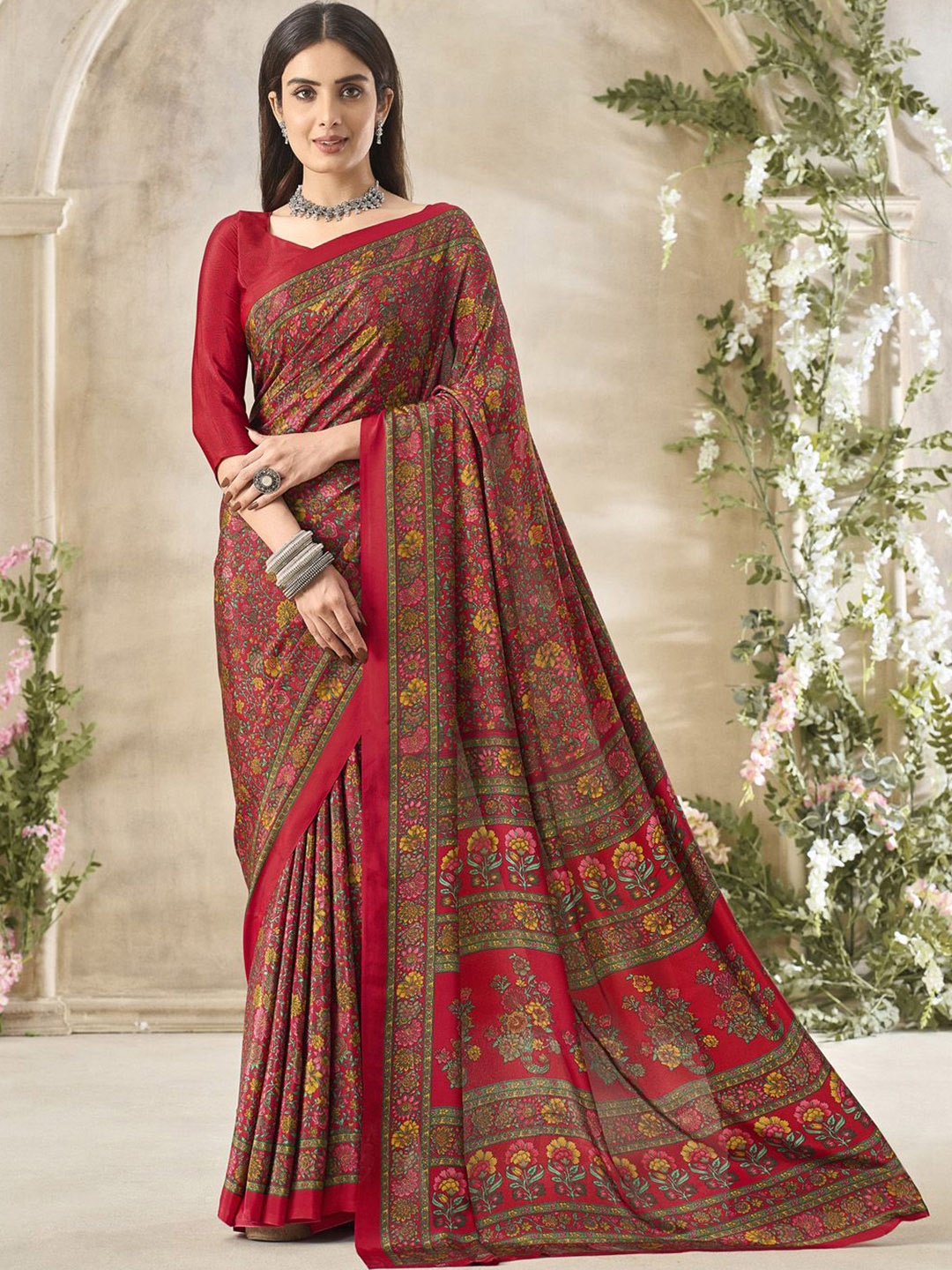 

Anouk Rustic Floral Printed Saree, Red