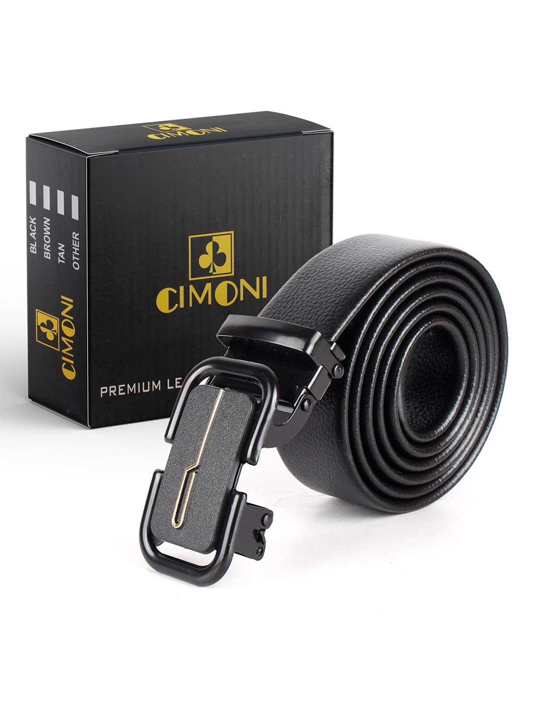 

CIMONI Men Textured Autolock Belt, Black