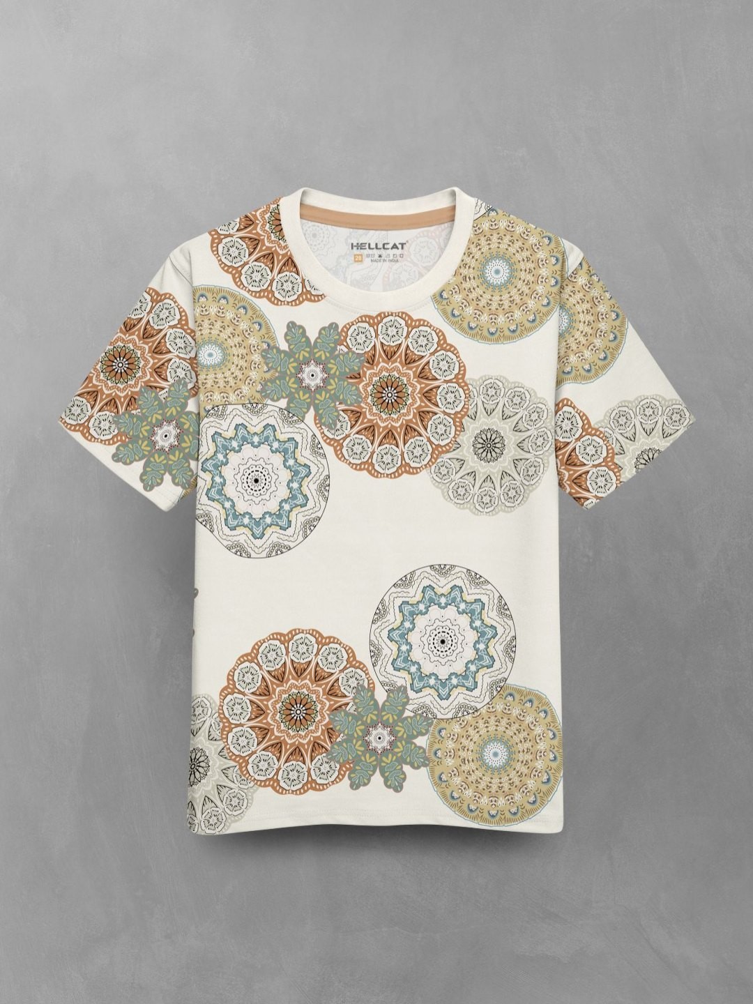 

HELLCAT Boys Floral Printed Round Neck T-shirt, Cream