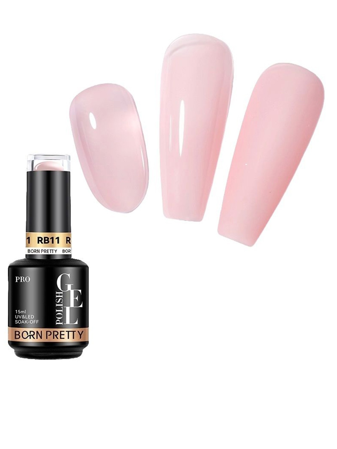 

BORN PRETTY Pro Rubber Base Long Wearing UV Gel Nail Polish - 15 ml - RB11, Pink