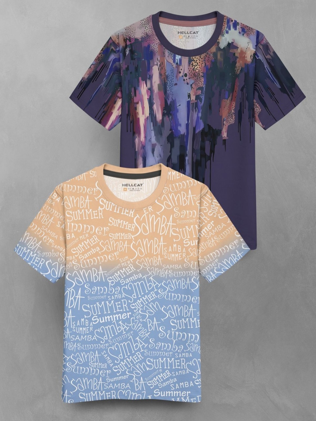 

HELLCAT Boys Pack Of 2 Typography Printed Round Neck T-shirts, Purple