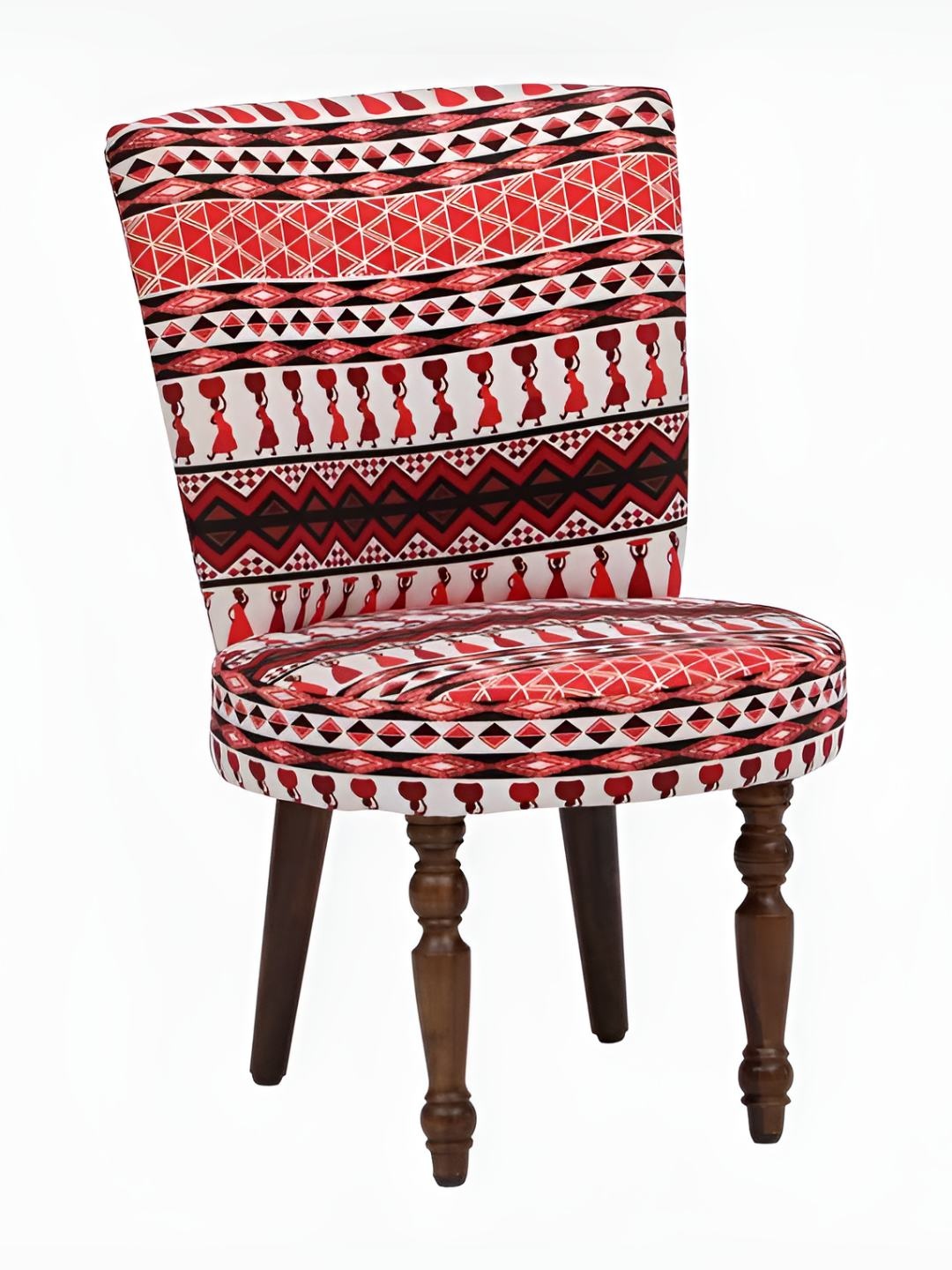 

GLOBALLY INDIAN Orange & White Printed Wooden Lounge Chair