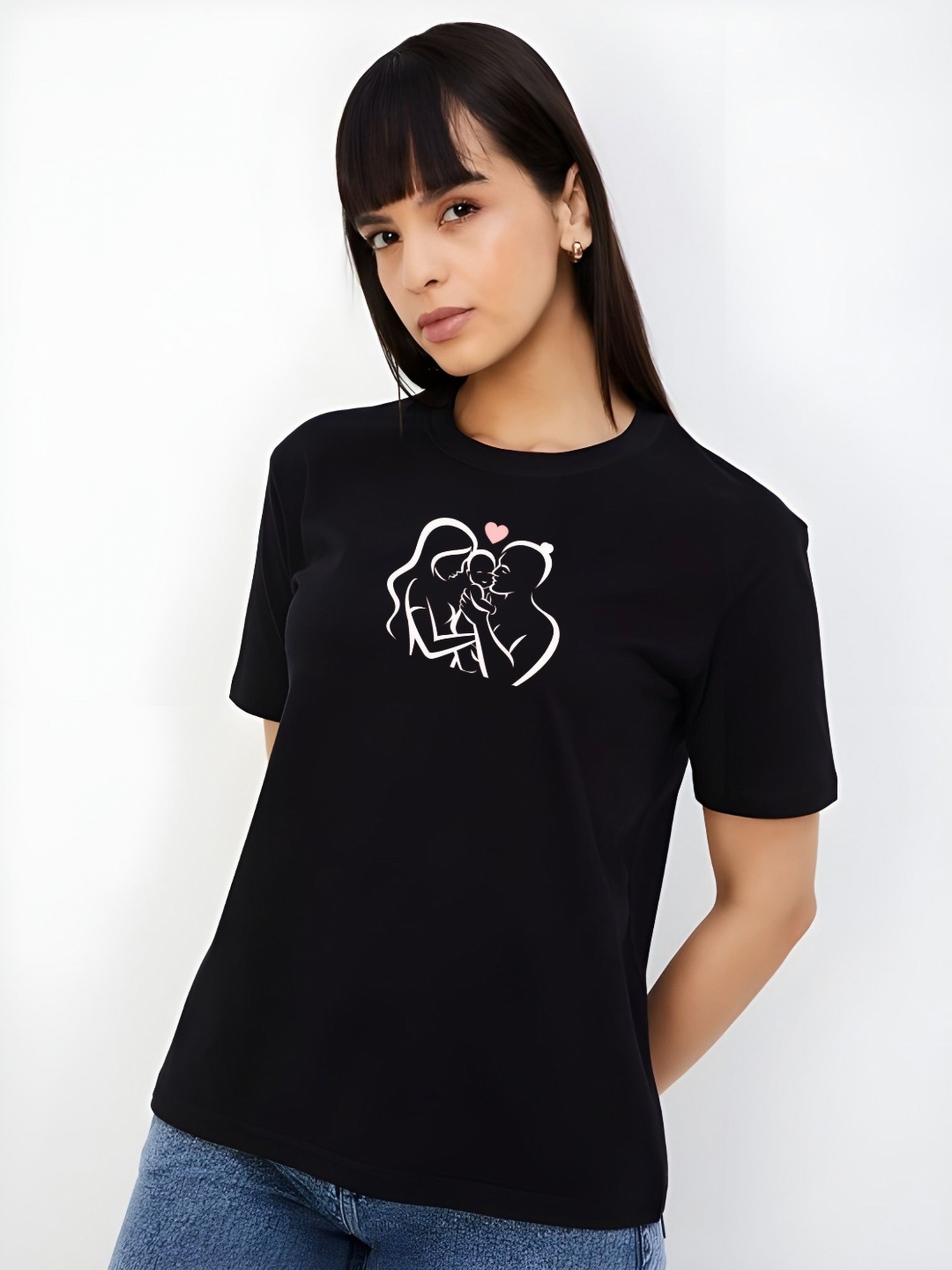 

Moda Rapido Women Graphic Printed Round Neck Cotton T-shirt, Black