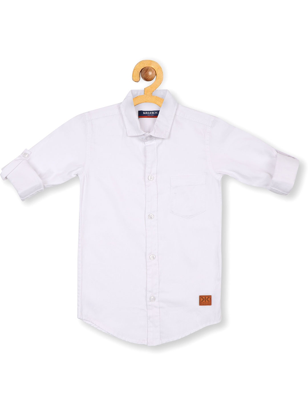 

Killer Boys Straight Slim Fit Spread Collar Solid Cotton Casual Shirt, White