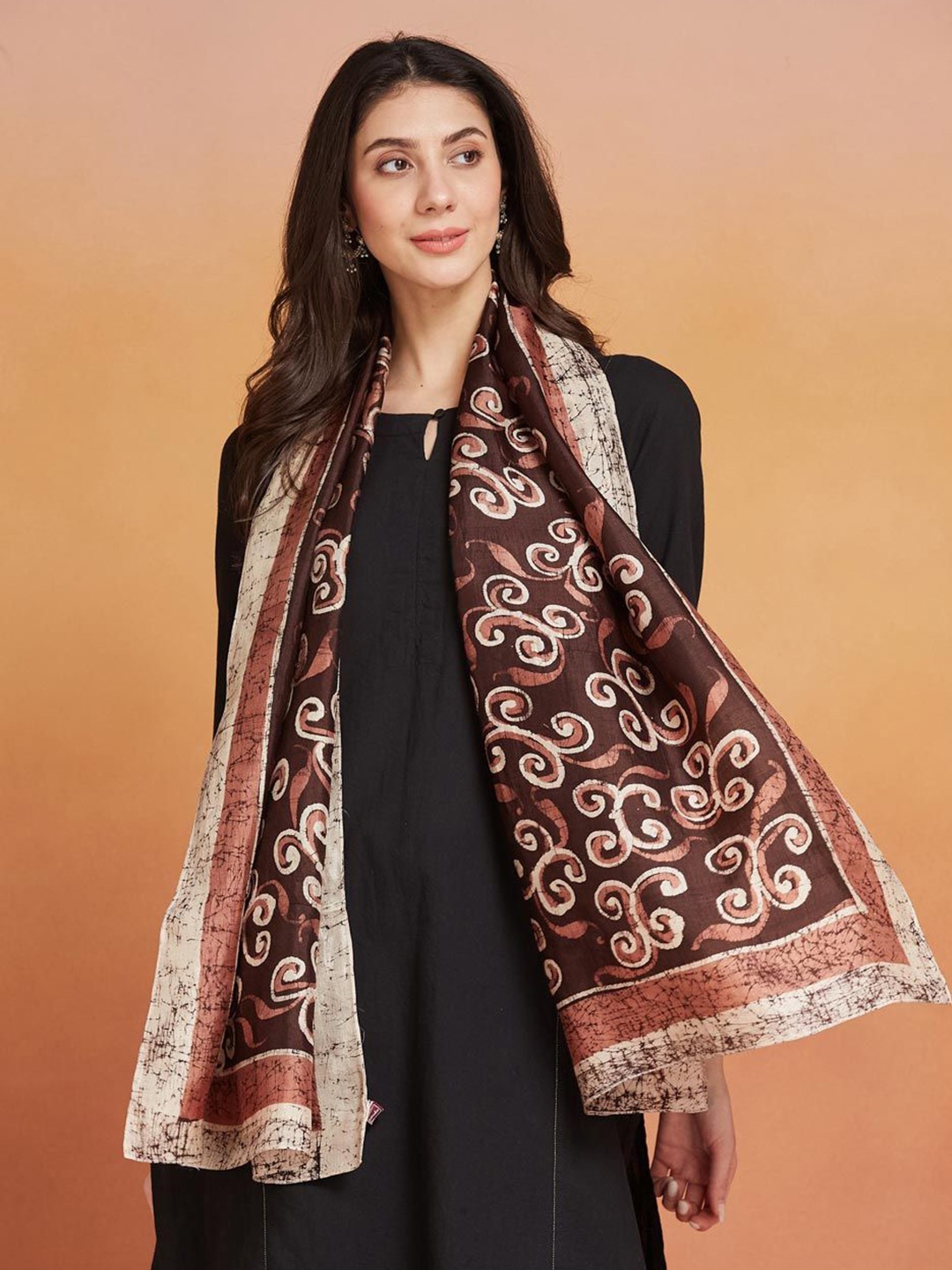 

Fabindia Women Printed Stole, Brown