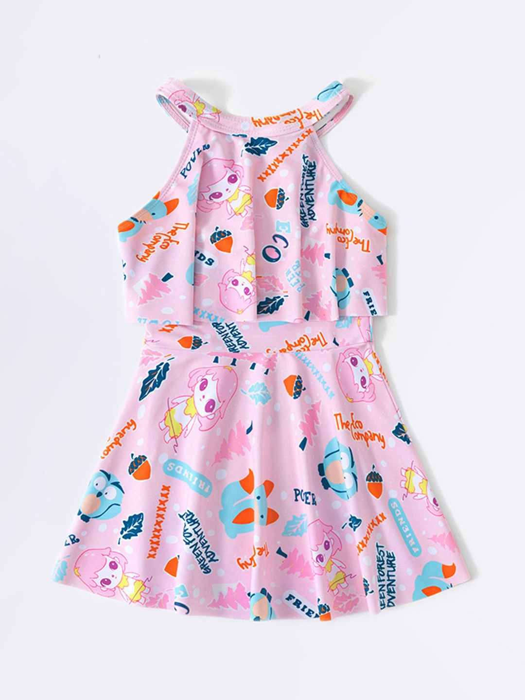 

YK Girls Printed Swim Dress, Pink