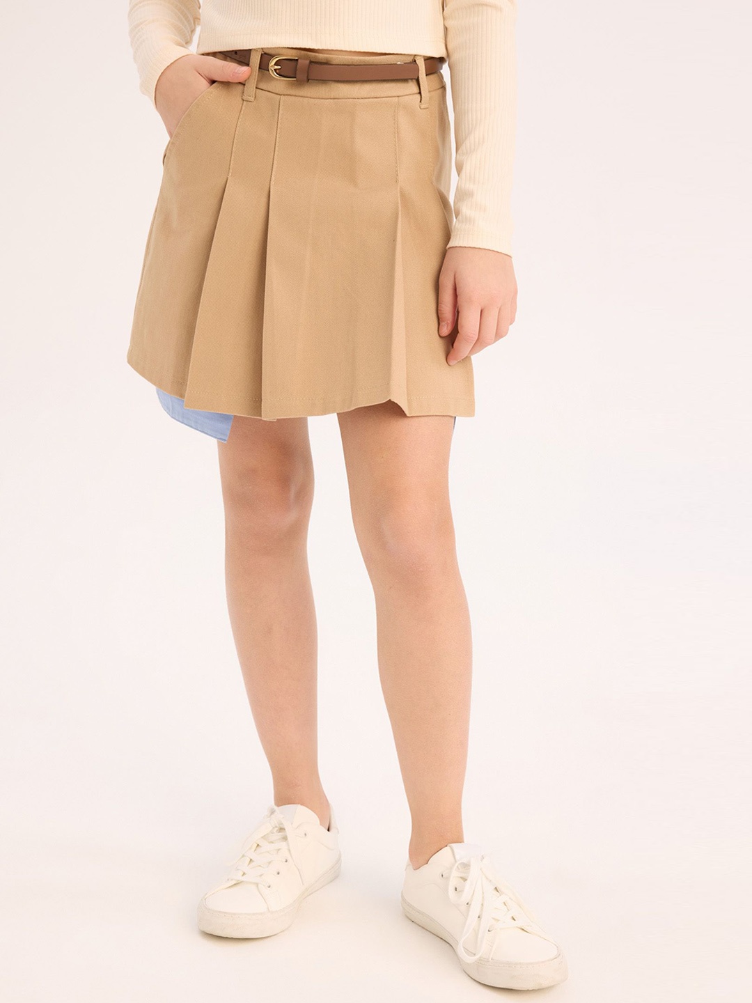 

DeFacto Girls A-Line Mini Skirt, Beige