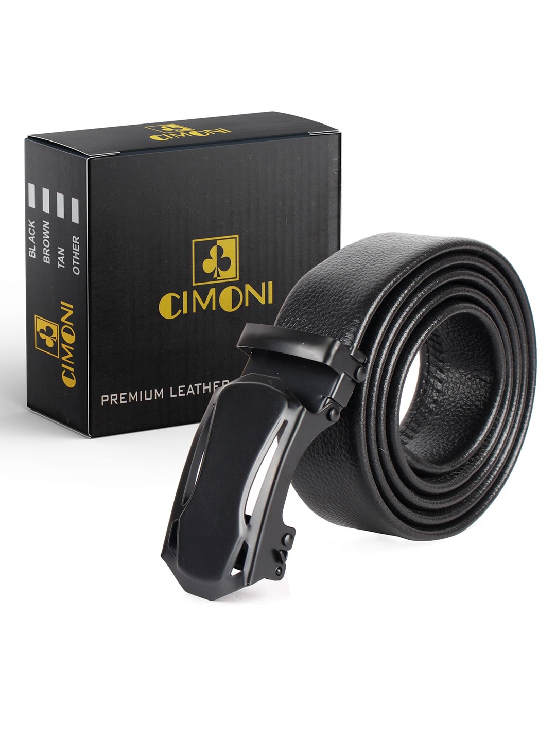 

CIMONI Men Textured Autolock Belt, Black