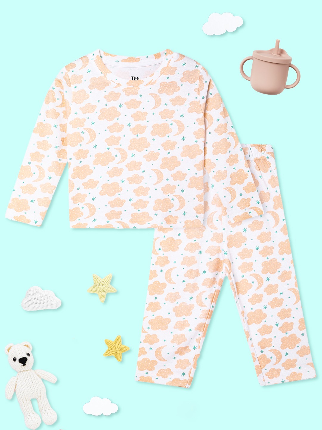 

The Mom Store Unisex Kids Printed Night suit, White