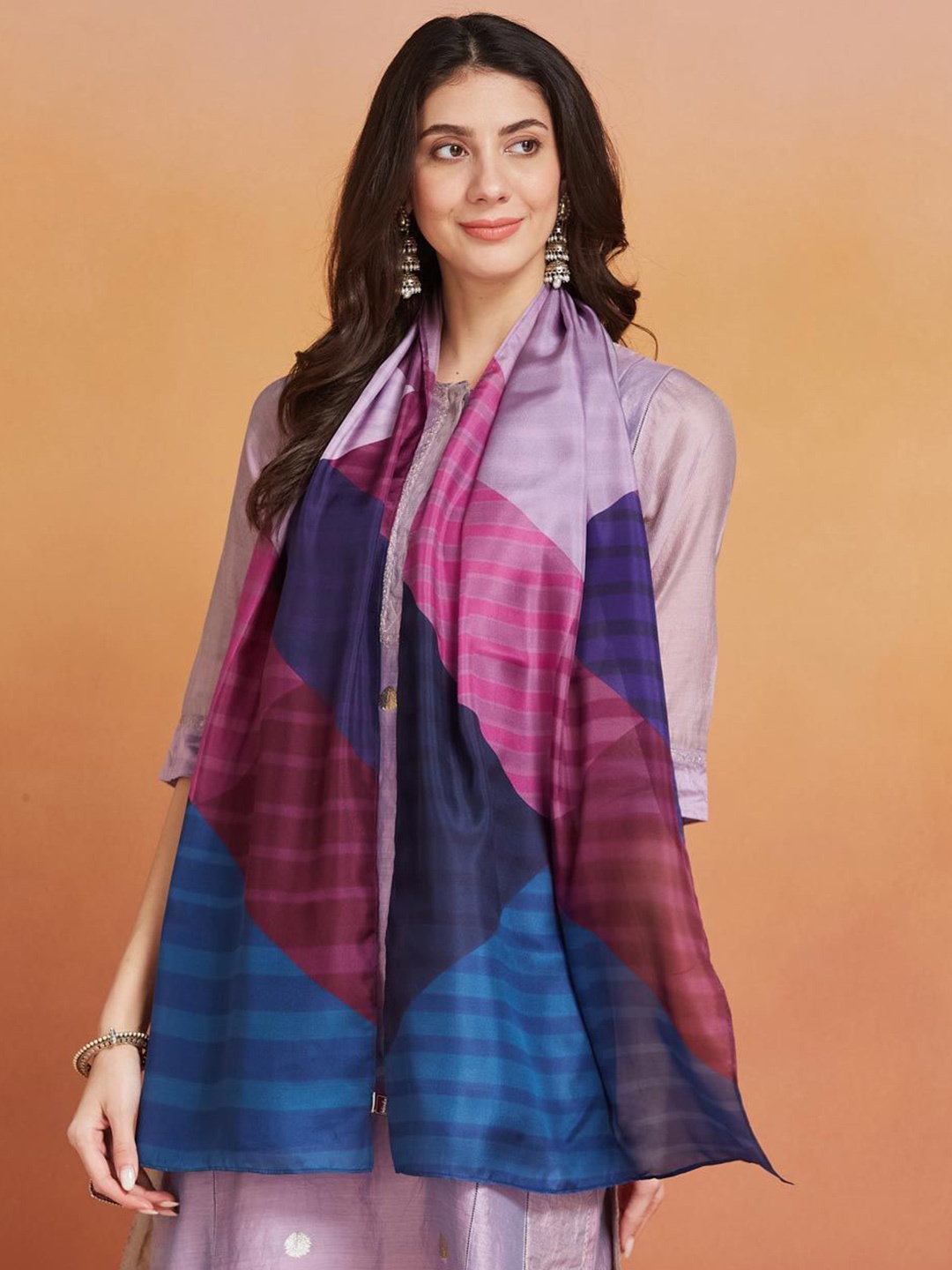 

Fabindia Women Colourblocked Stole, Pink