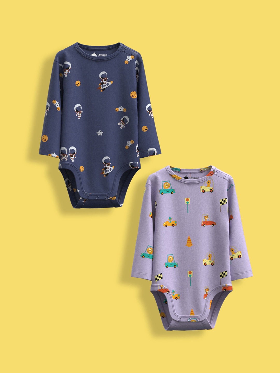 

Orange Sugar Infants Pack Of 2 Printed Cotton Bodysuits, Blue