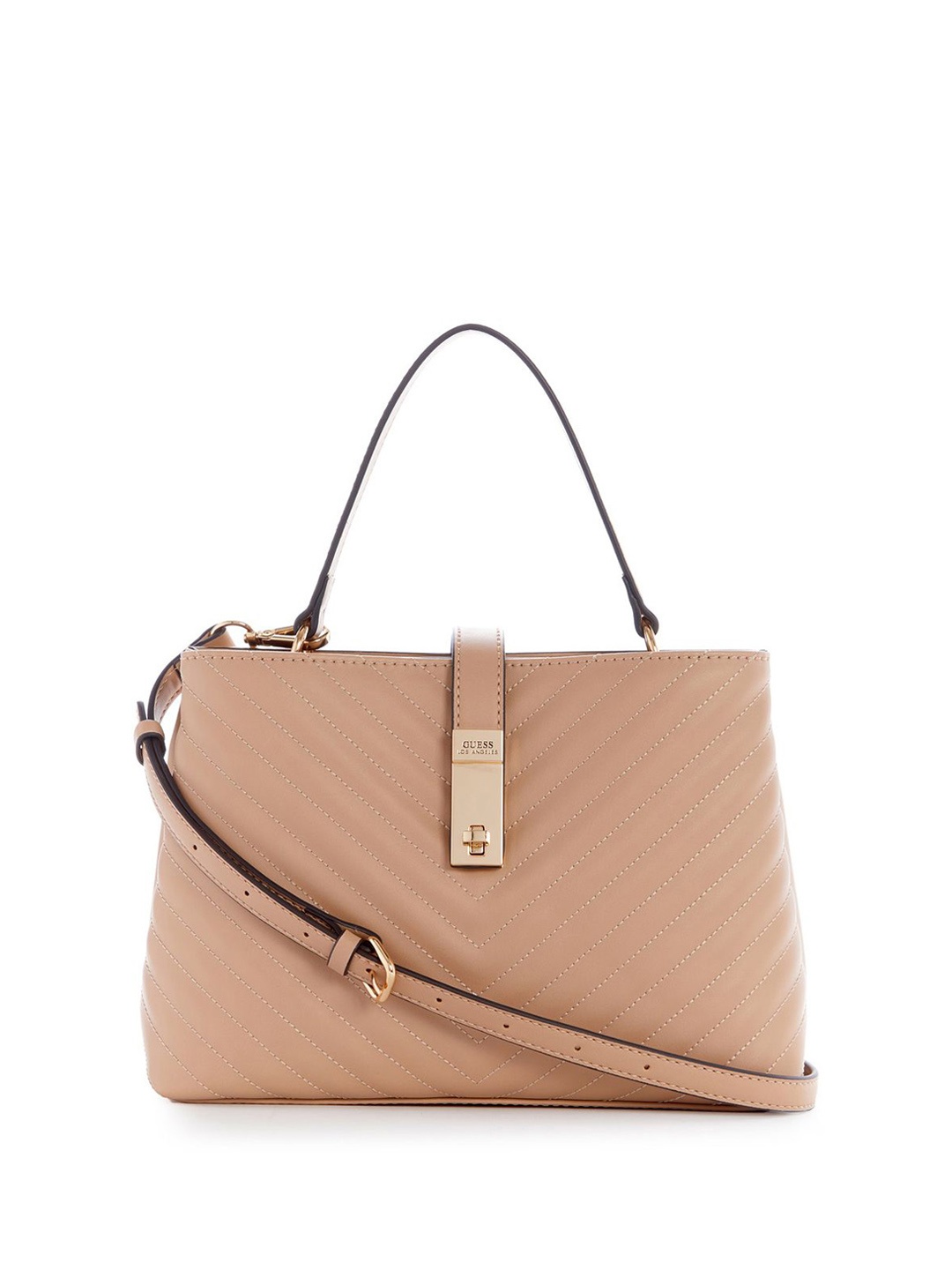 

GUESS Textured PU Structured Satchel, Beige