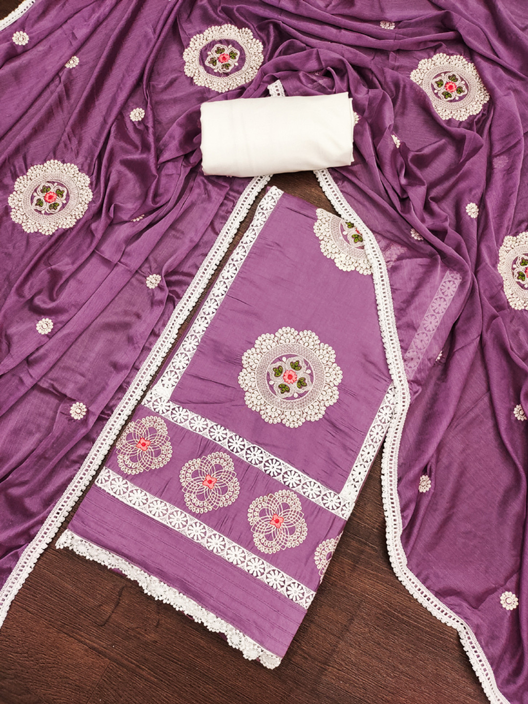 

ASISA Embroidered Unstitched Dress Material, Purple