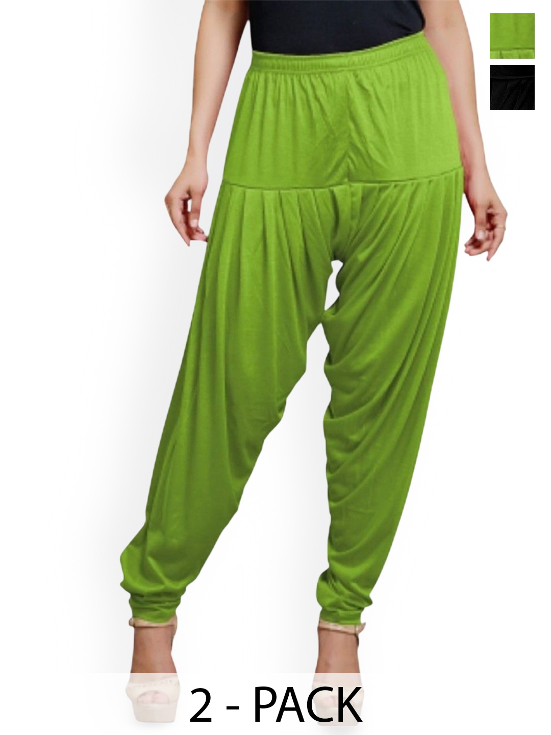 

AFRA GARMENTS Women Pack Of 2 Mid-Rise Loose-Fit Patiala, Green