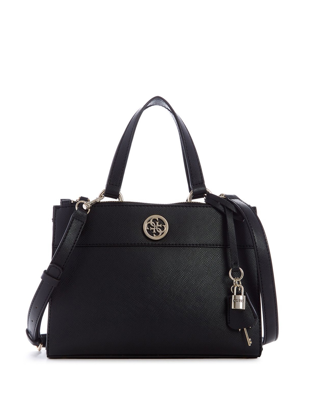 

GUESS PU Half Moon Satchel, Black