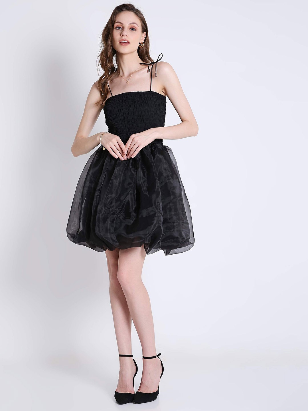 

French Theory Balloon Mini Dress, Black