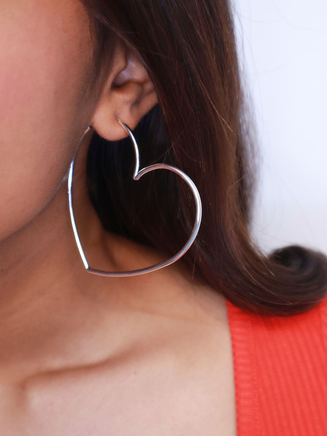 

House of Pehr Silver Plated Heart Shaped Elegant Heart Hoop Earrings