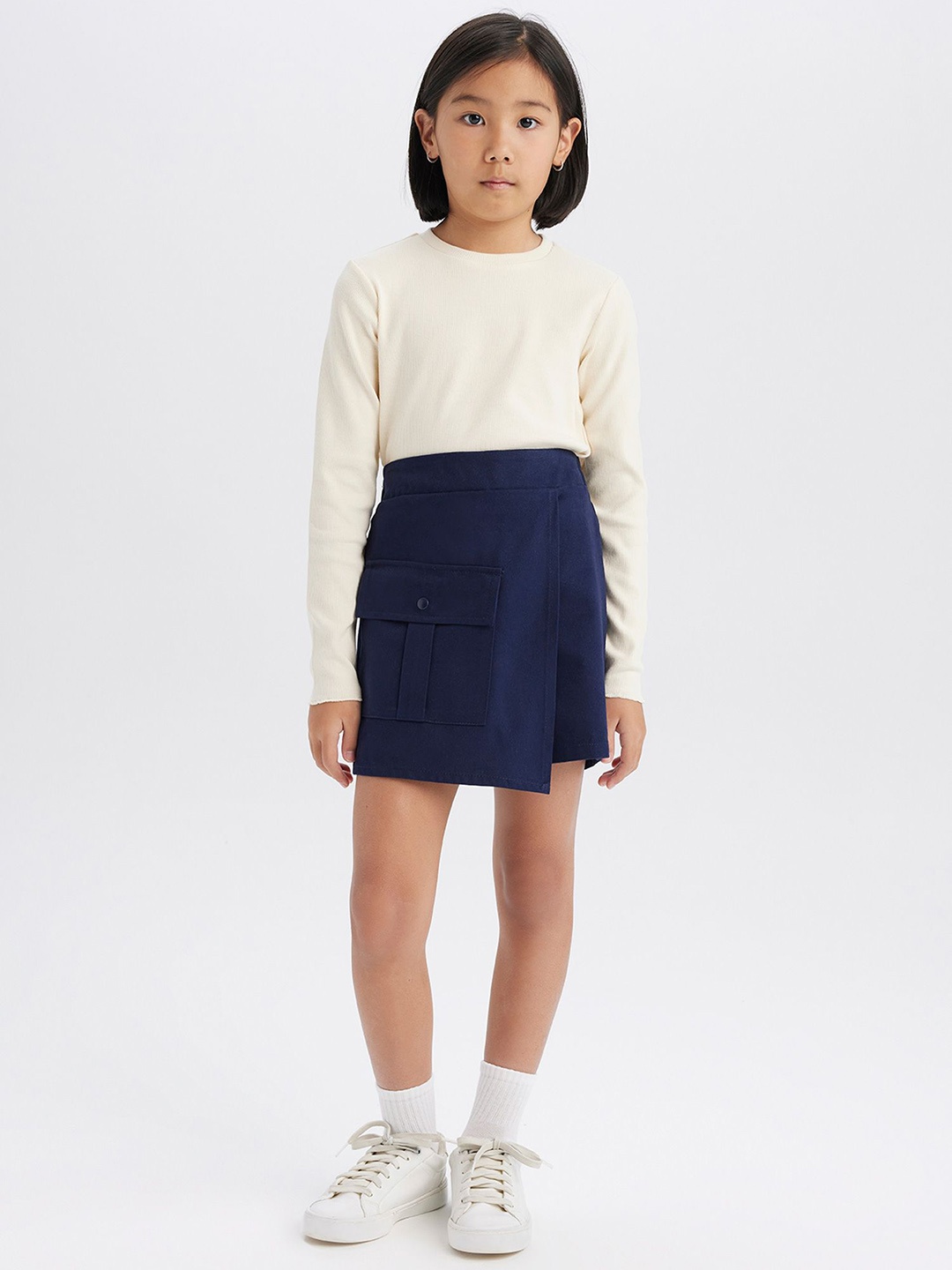 

DeFacto Girls Pure Cotton Skort Mini Skirt, Blue