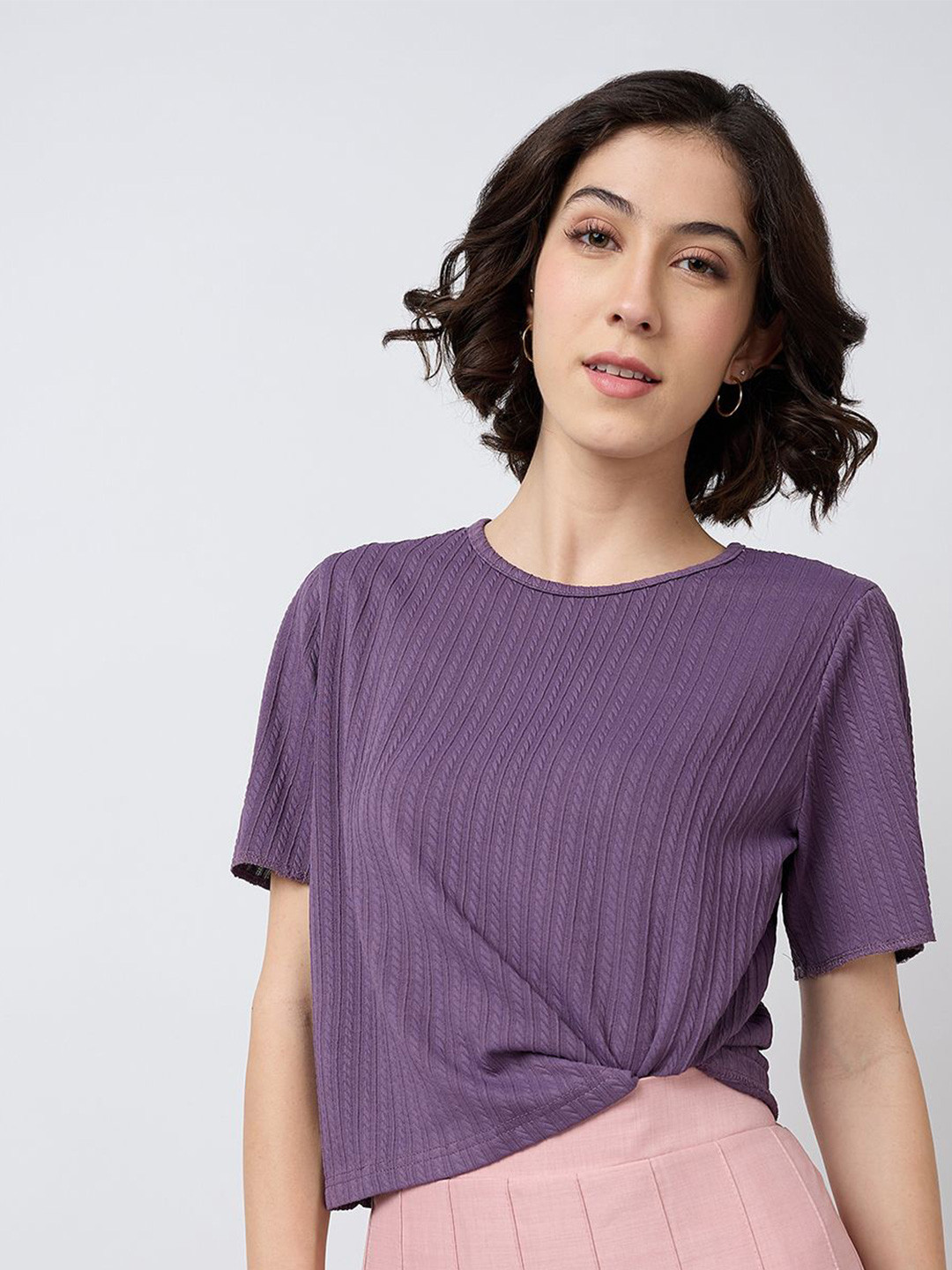 

SZN Striped Cotton Top, Purple