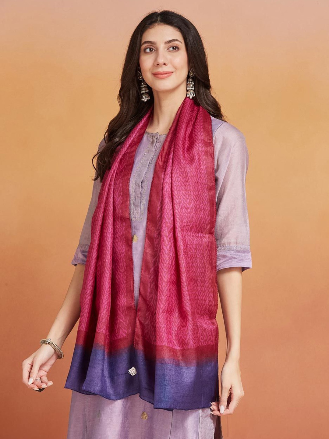 

Fabindia Women Printed Stole, Purple