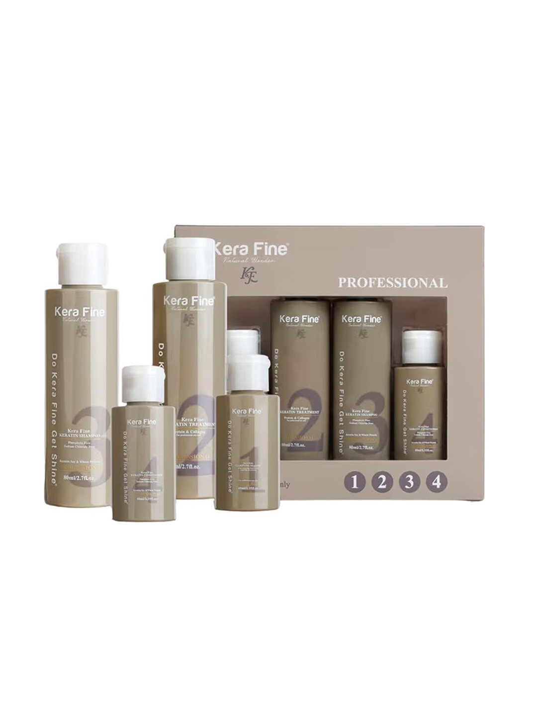 

KERA FINE Set Of 4 Keratin Monodose Kit, Brown