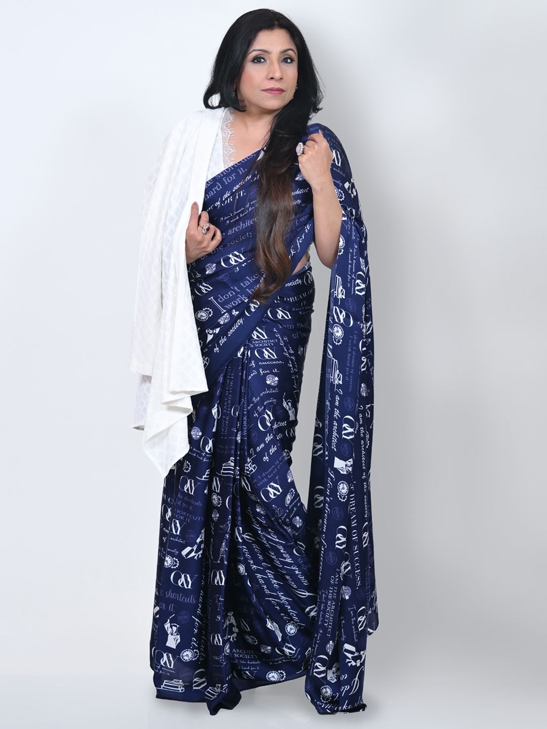 

OFFICE & YOU Satin Saree, Blue