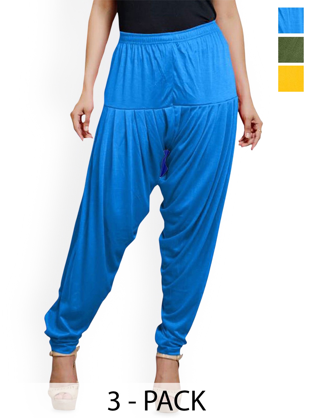 

AFRA GARMENTS Women Pack Of 3 Loose-Fit Patiala, Yellow