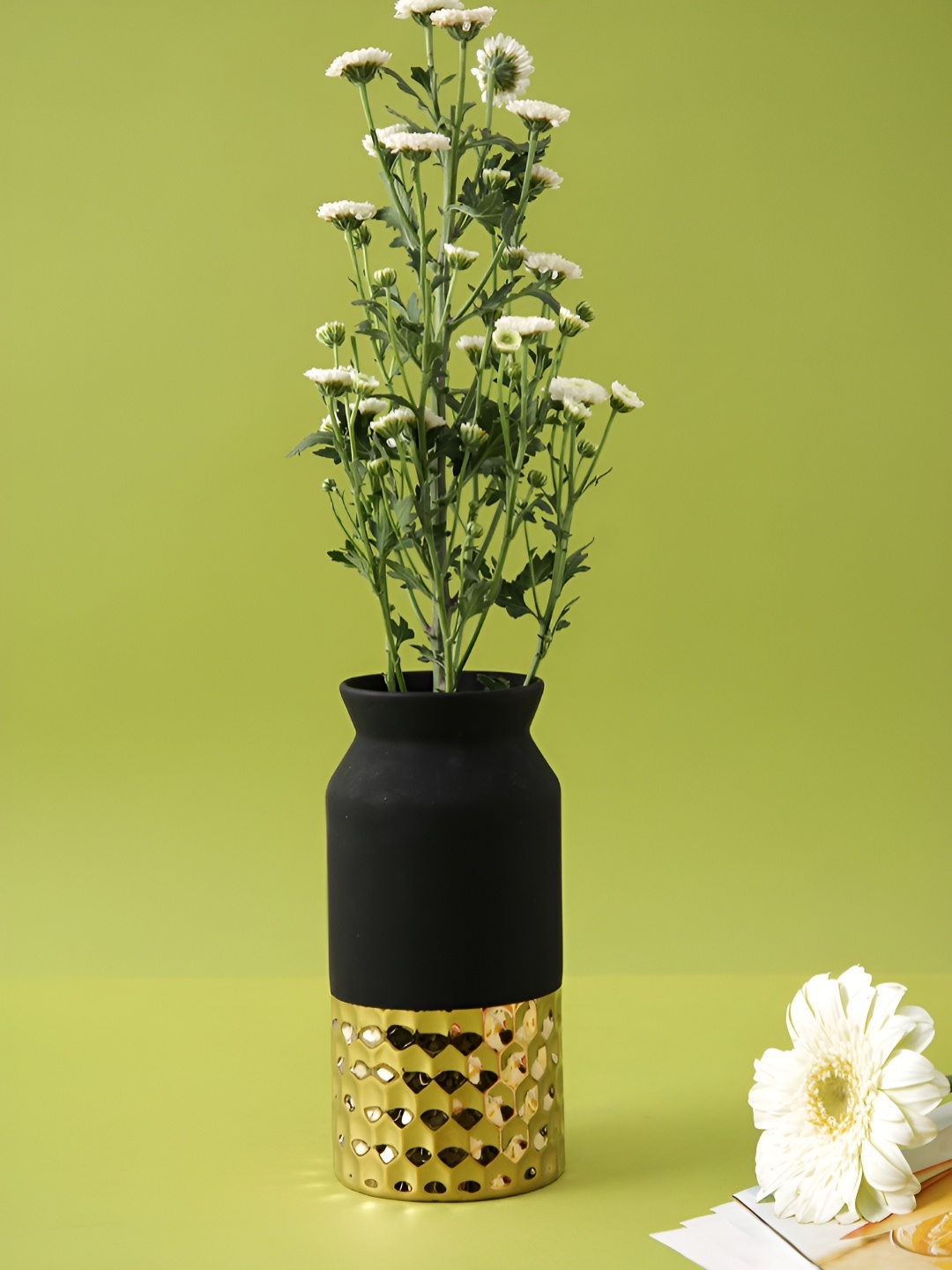 

Myntra Elegant Homes Black Textured Cylindrical Ceramic Flower Vase