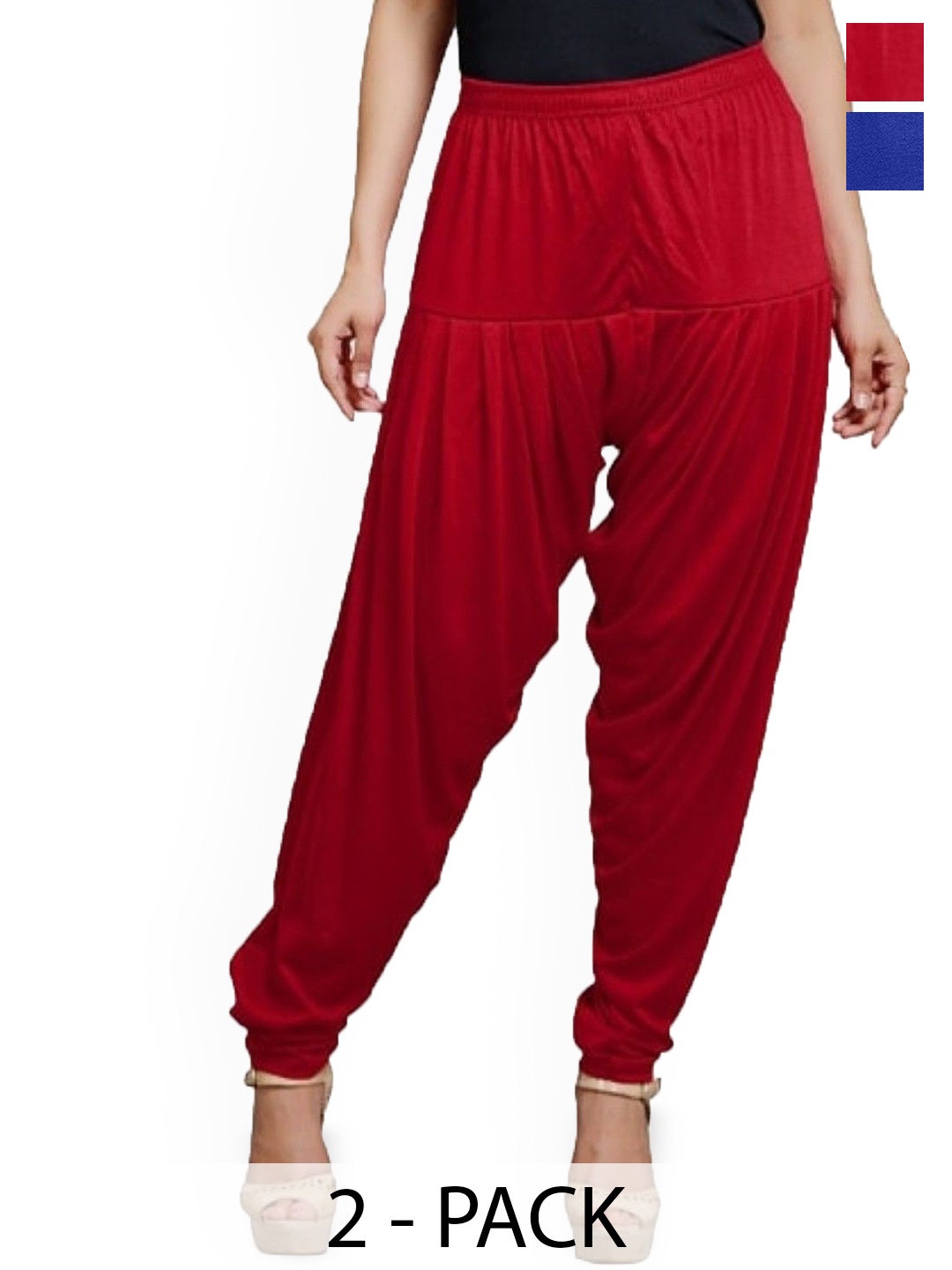 

AFRA GARMENTS Women Pack Of 2 Loose Fit Mid Rise Patiala, Blue