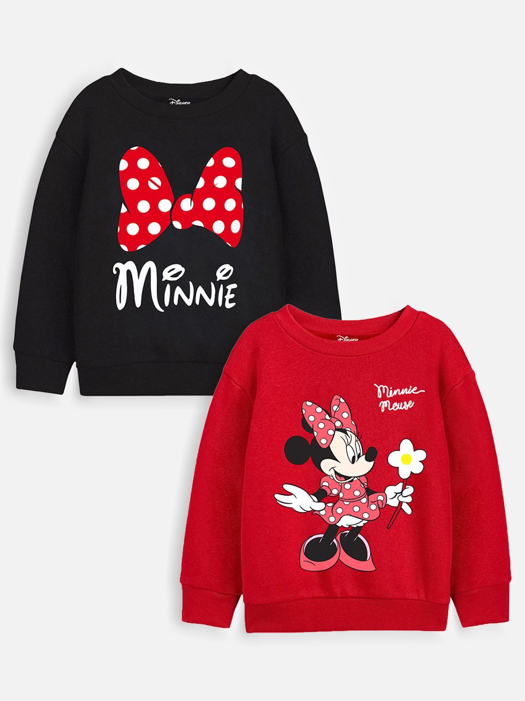 

Disney By Miss and Chief Girls Pack of 2 Minnie Mouse Printed Cotton Sweatshirt, Black