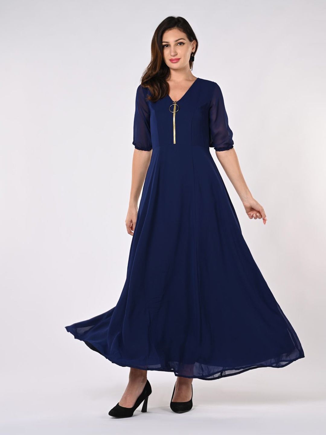 

Iti Women Fit And Flare Maxi Dress, Navy blue