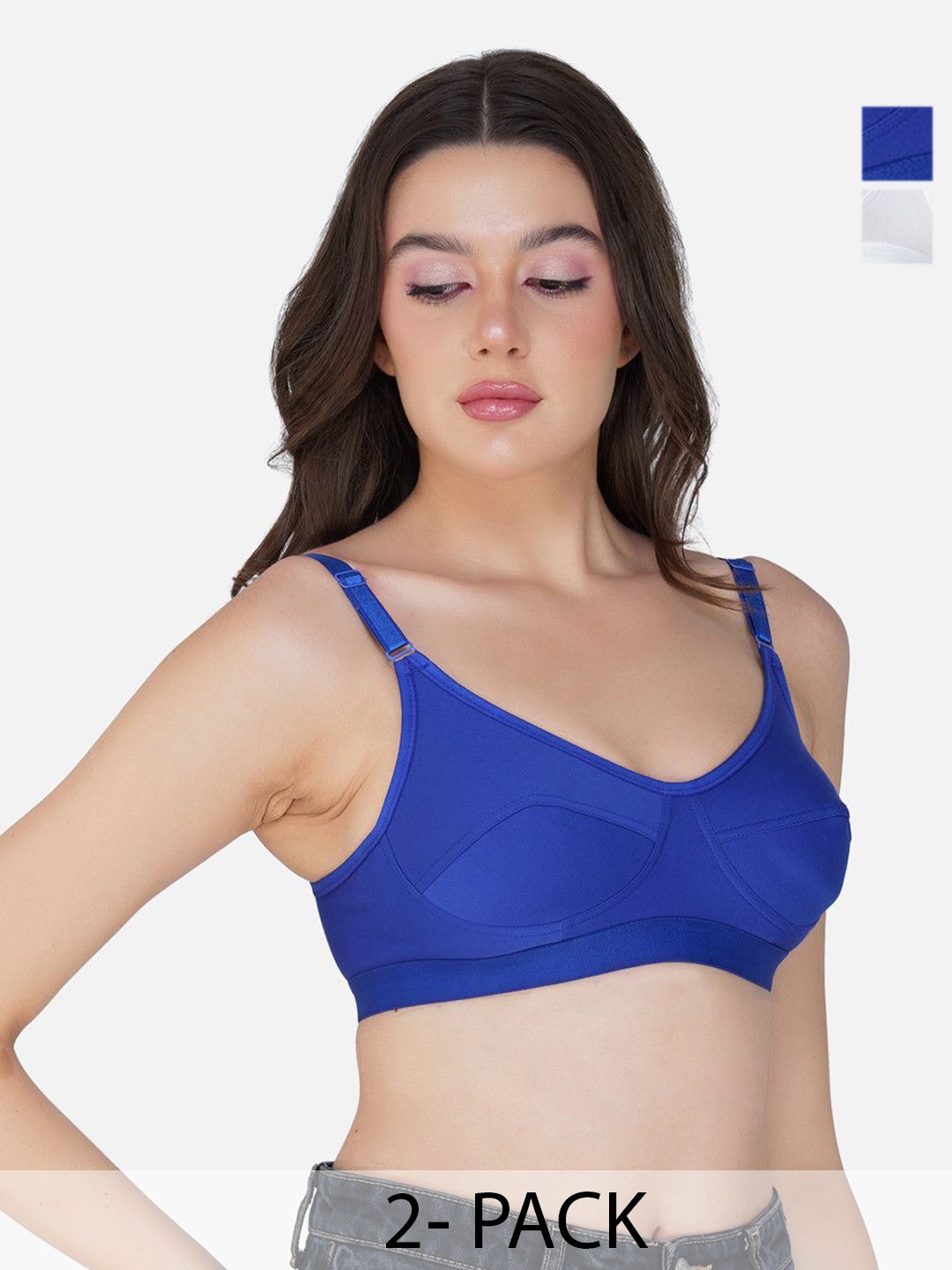 

Teenager Women Pack of 2 Seamless Proper Fit All Day Comfort Everyday Bra, Blue