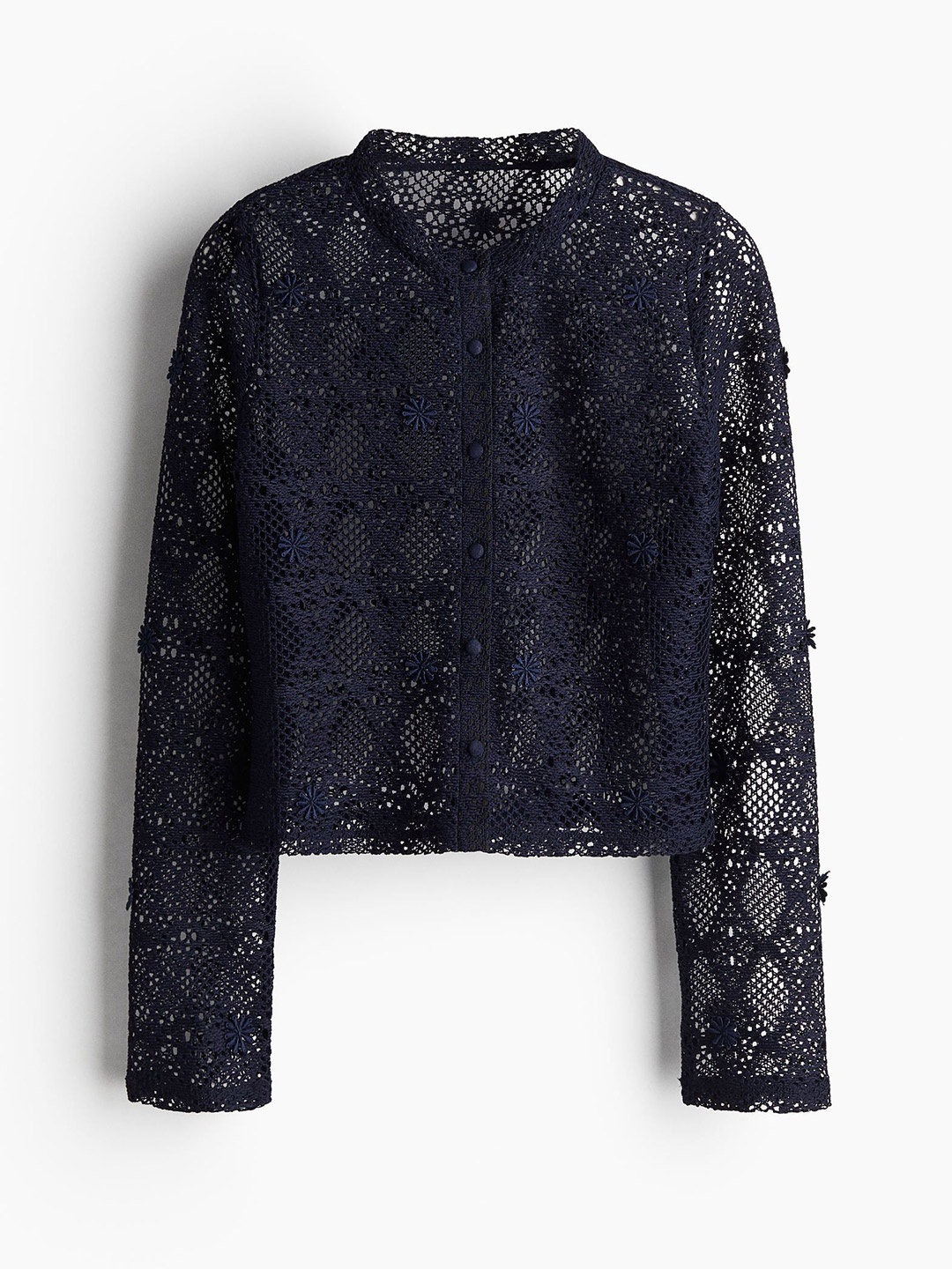 

H&M Women Hole-Patterned Cardigan, Blue