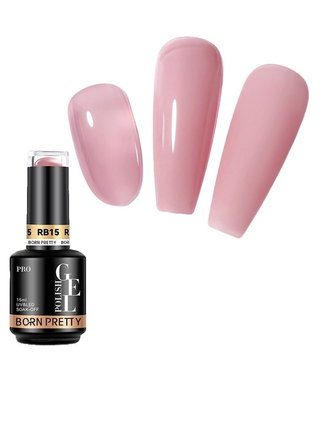 

BORN PRETTY Pro Rubber Base Long Wearing UV Gel Nail Polish - 15 ml - RB15, Pink