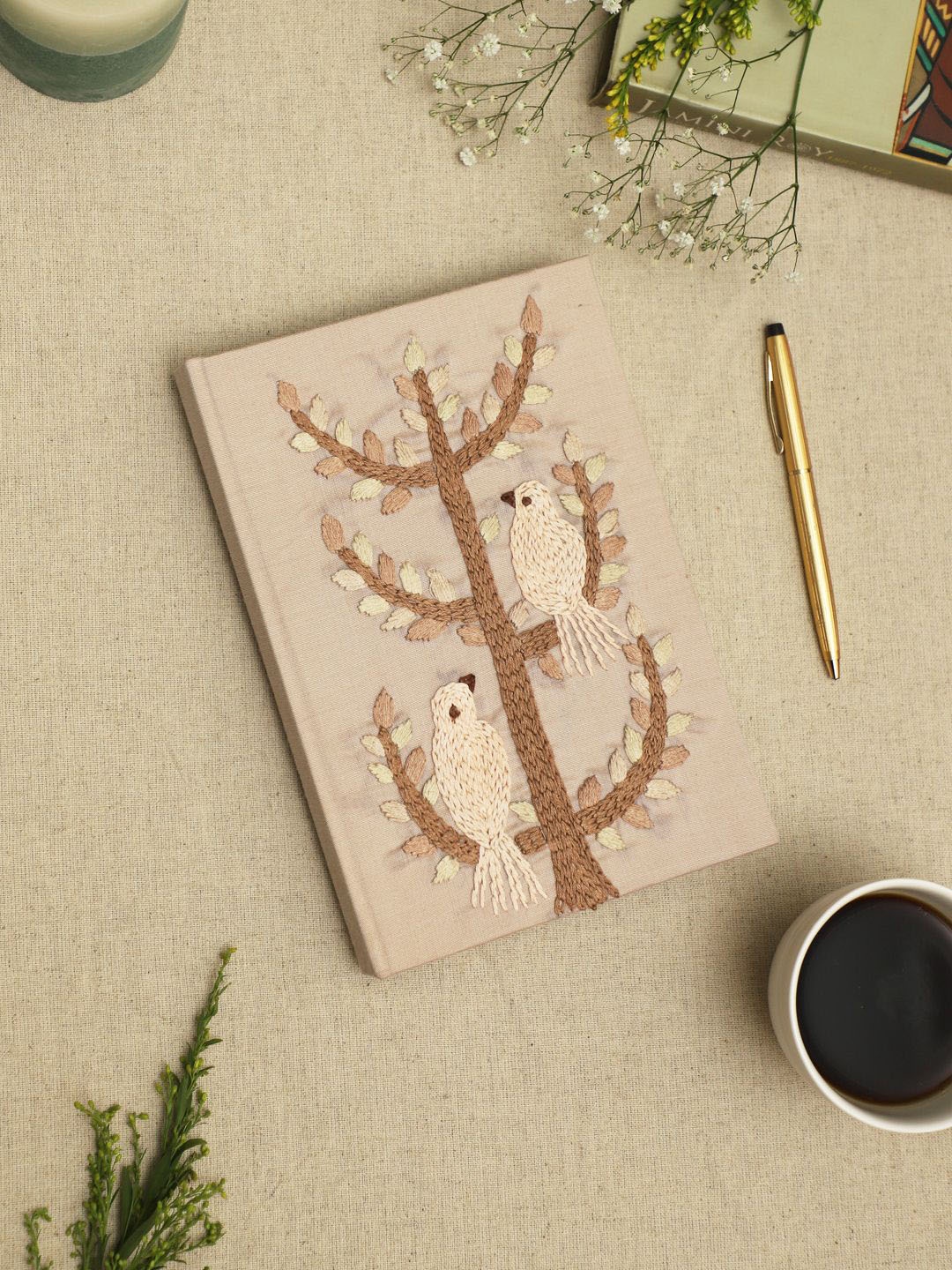 

DESIGN GAATHA Embroidered Diary Stationery, Beige