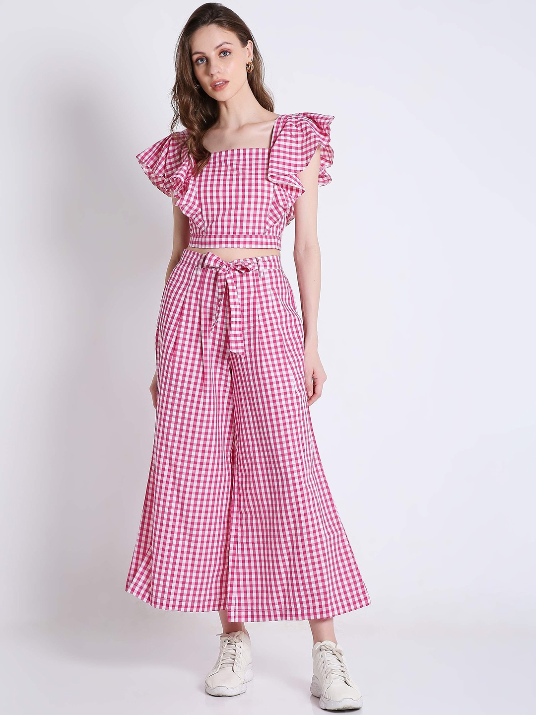 

French Theory Women Printed Relaxed Loose Fit Trousers, Pink