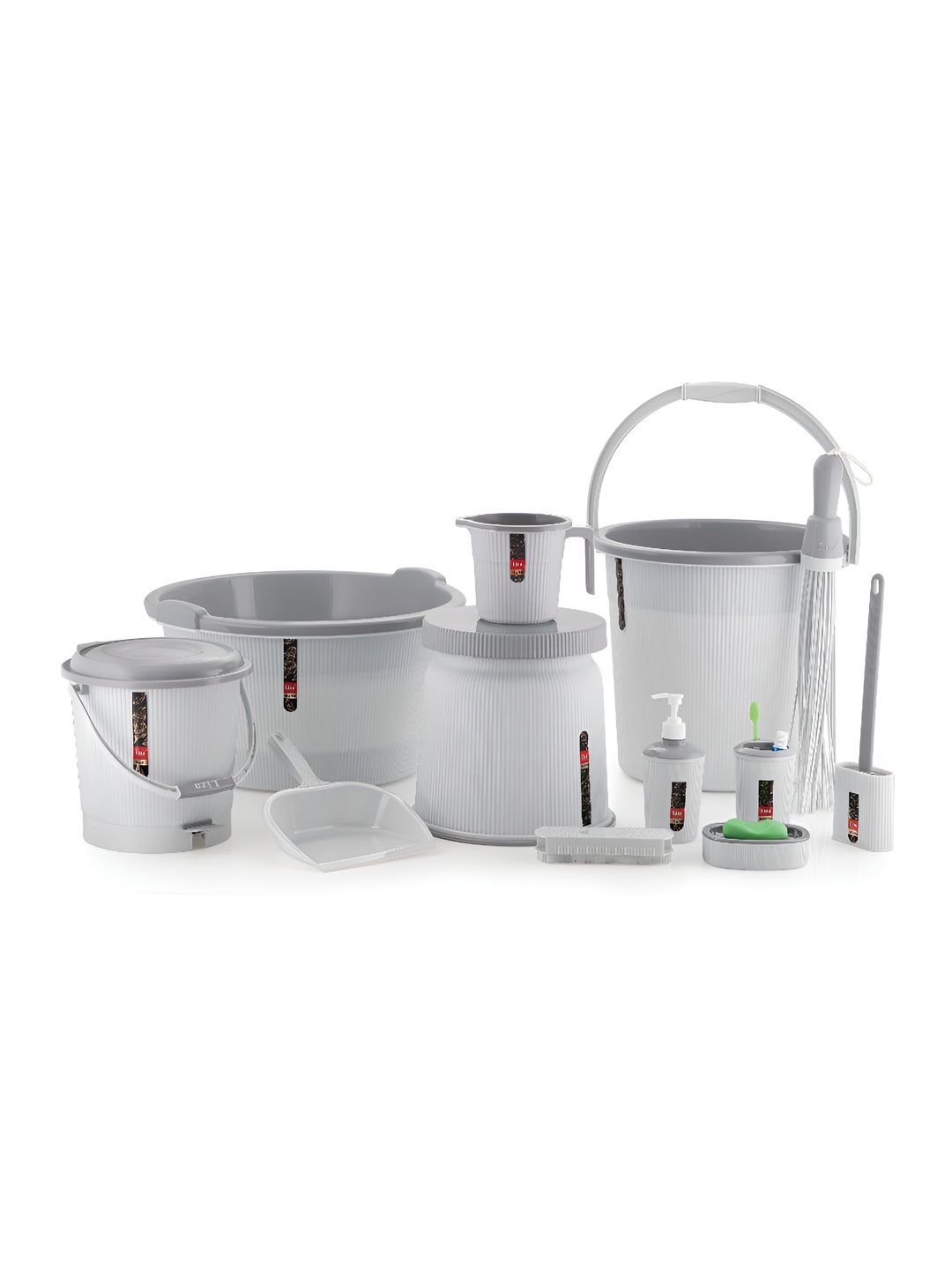 

NABHYA Grey 10 Plastic Bath Accessories Set